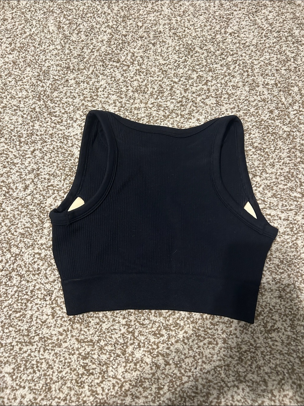 Amazon Black Ribbed Keyhole Crop Tank - Picture 2 of 3